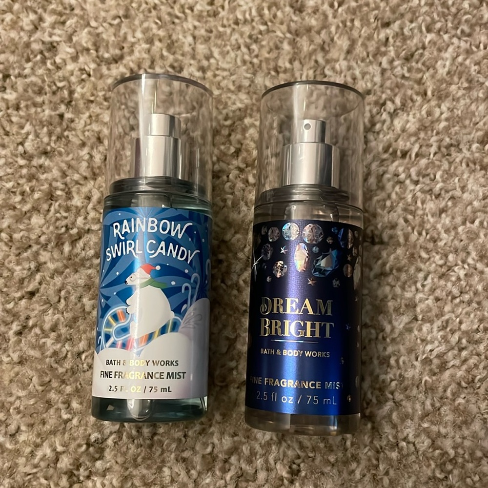 set of two mini bath and body works sprays